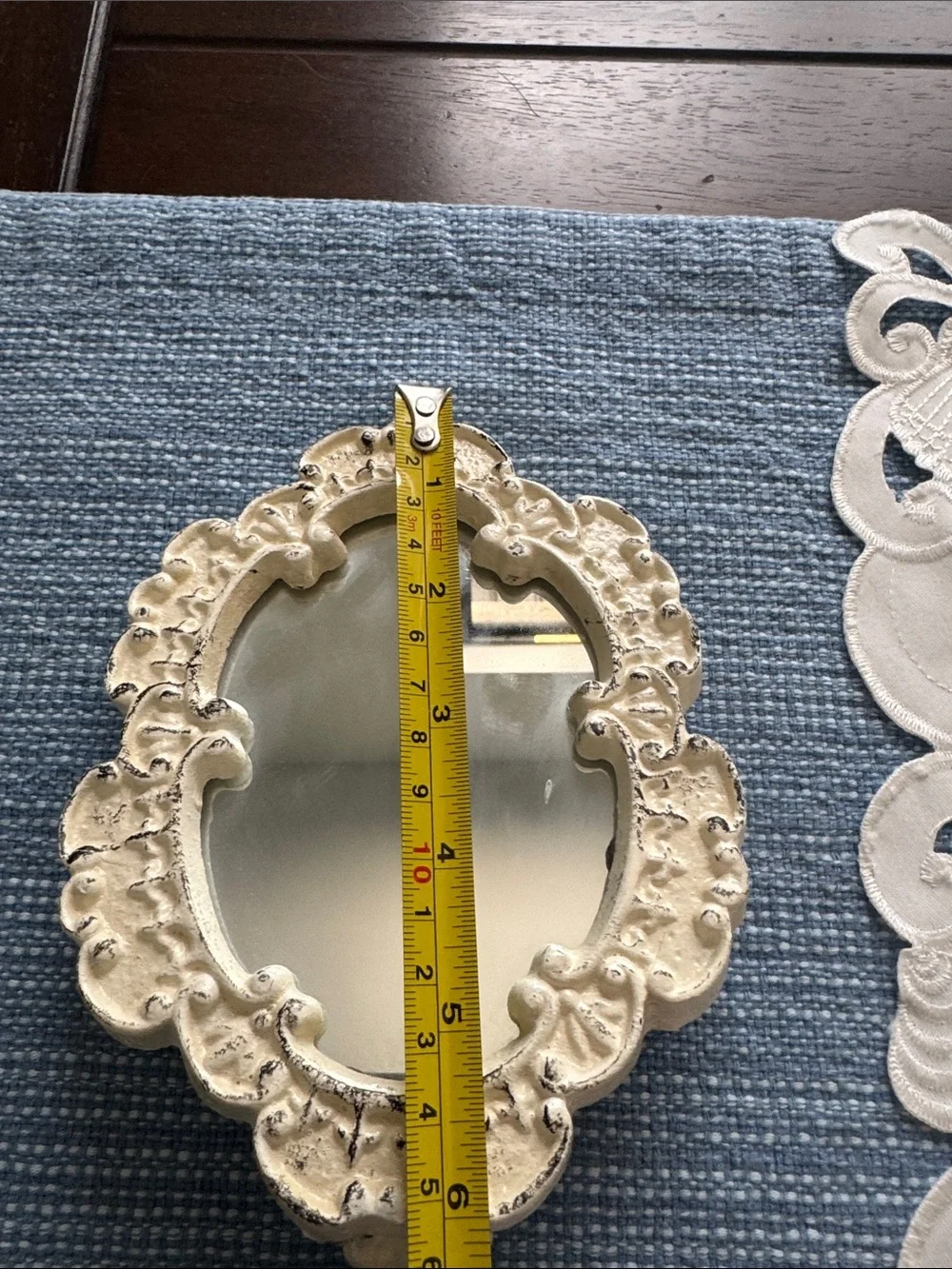 Vintage-Style White Decorative Vanity Mirror - cream